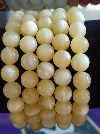 Yellow Calcite Natural Stone Stretch Bracelet