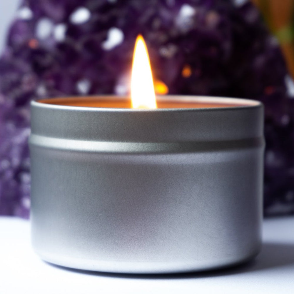 Rose Quartz Crystal Candle Tin