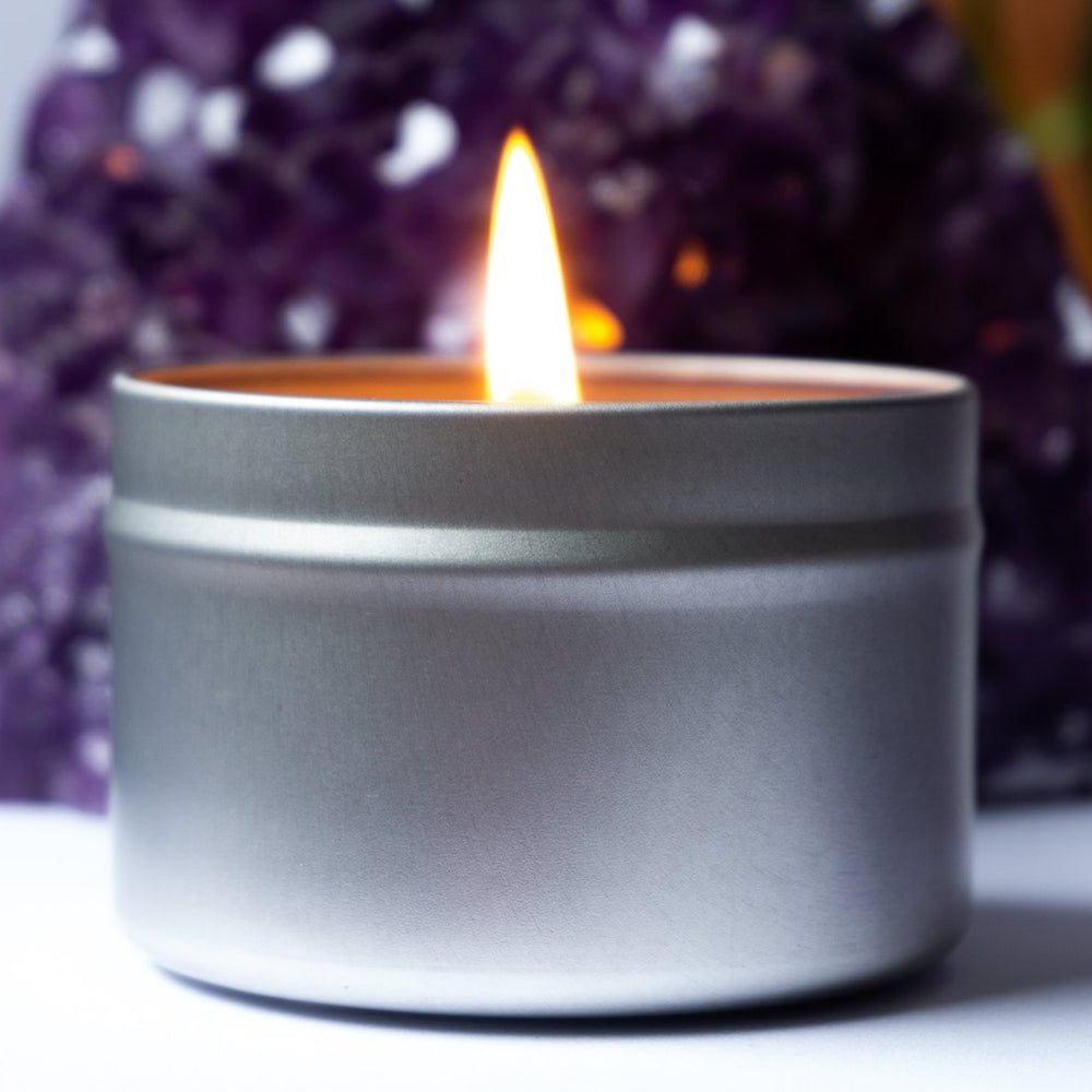 Throat Chakra Crystal Candle Tin