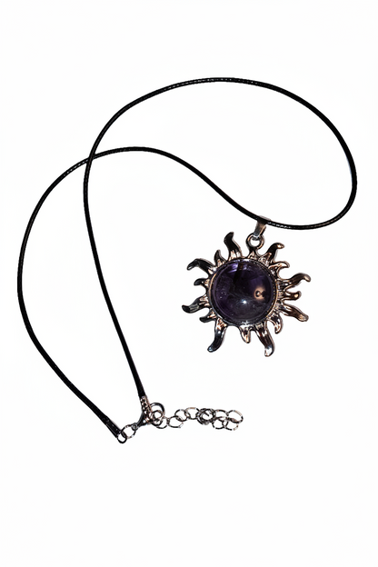 Amethyst Sun Pendant Necklace