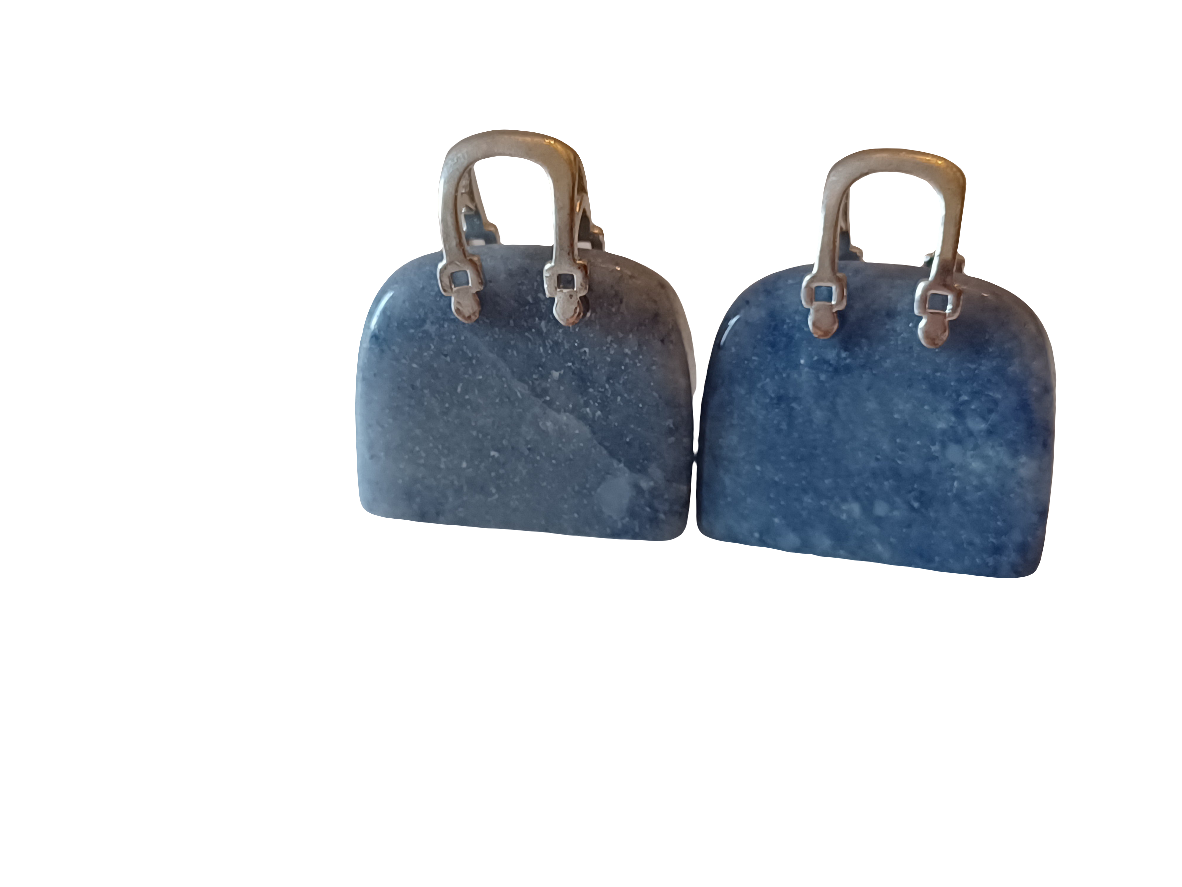 Natural Stone Mini Purse Pendant Necklaces