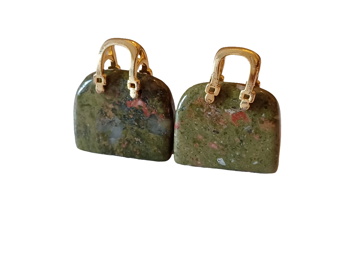 Natural Stone Mini Purse Pendant Necklaces