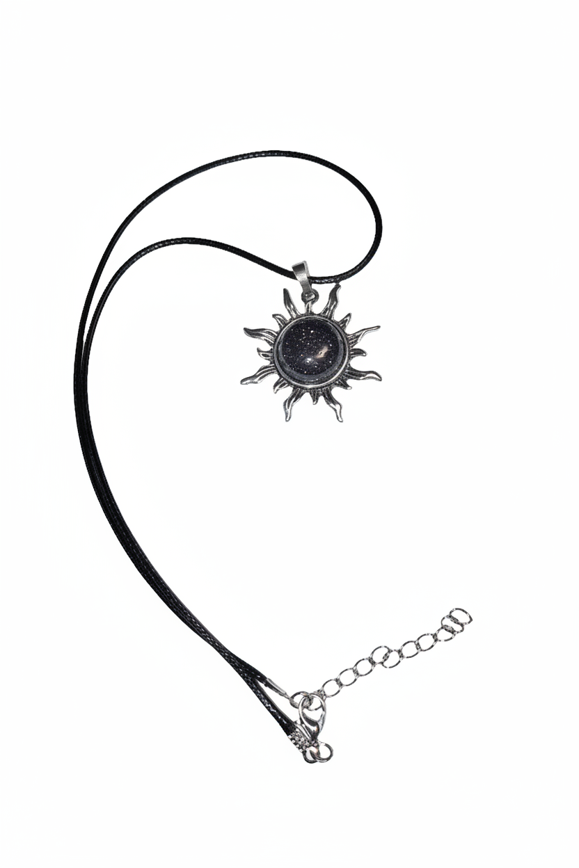 Blue Sandstone Sun Pendant Necklace