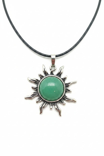 Green Aventurine Sun Pendant Necklace